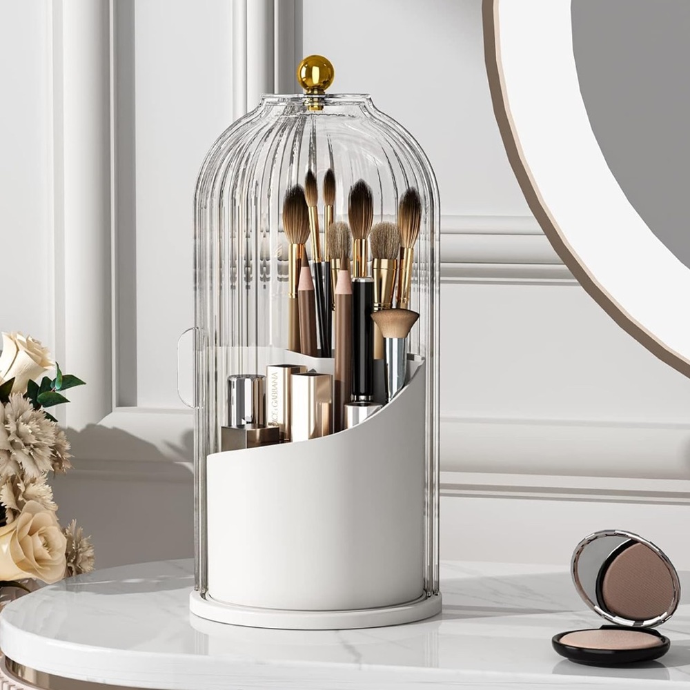✨BNWT - Makeup Brush Holder Lid 360 Rotating Dust Proof Organizer - Transparent✨